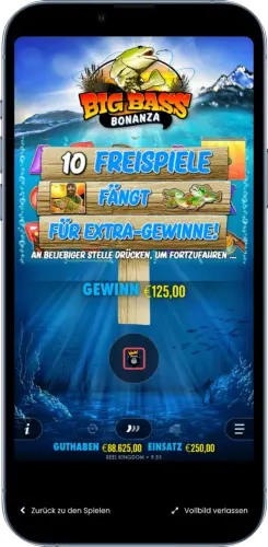 Big Bass Bonanza Freispiele Modus auf Smartphone