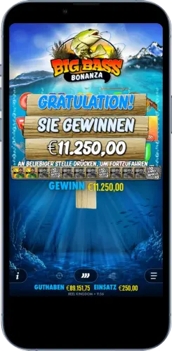 Big Bass Bonanza Gewinn von 11250 Euro