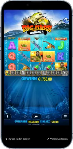 Big Bass Bonanza Gewinn von 1750 Euro
