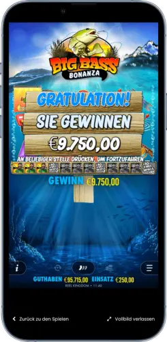 Big Bass Bonanza Gewinn von 125 Euro