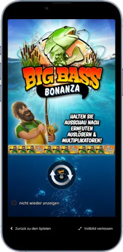 Big Bass Bonanza App Startbildschirm